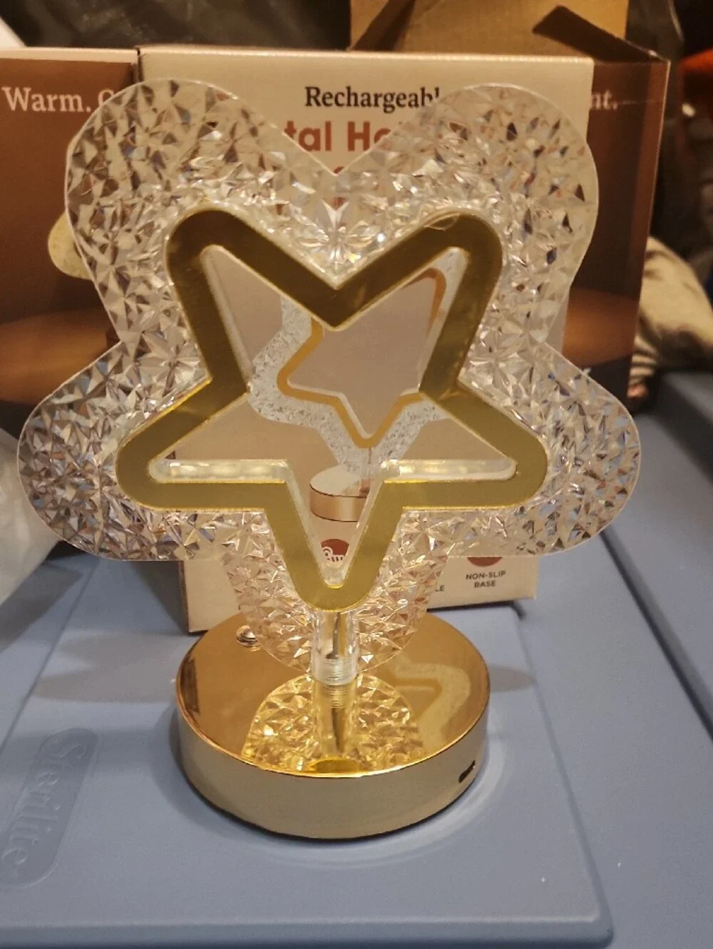 Bulk Of 4 Crystal Hollow Star Touch Lamp - Gold LED Accent